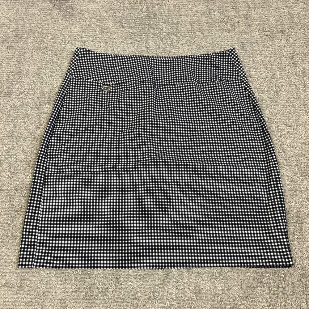 Lulu-B Skirt Womens 12 Golf Tennis Pull On Black White Check Stretch Nylon